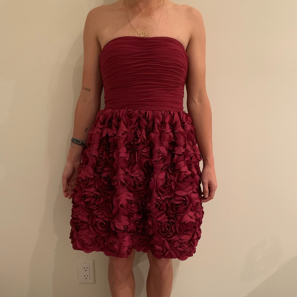 Aidan Maddox red cocktail mini dress